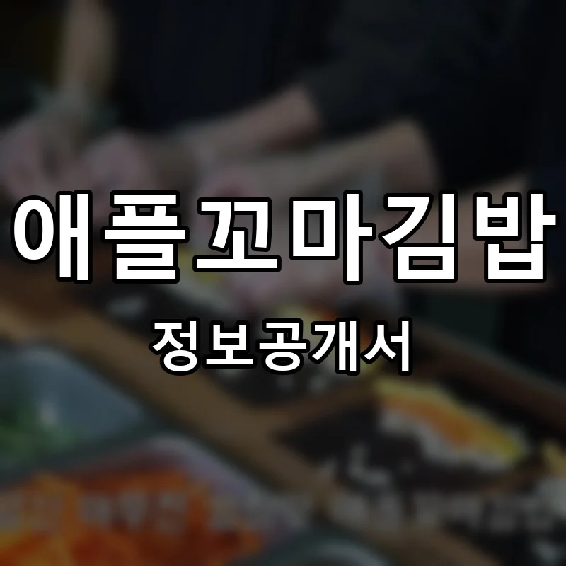 애플꼬마김밥 프랜차이즈 창업 비용 정보공개서 요약
