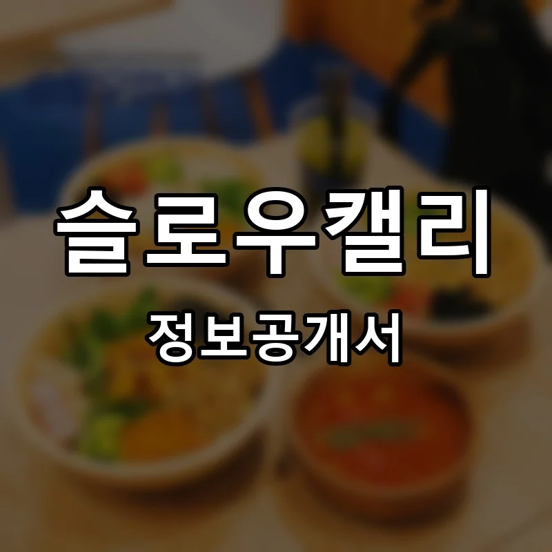슬로우캘리 프랜차이즈 창업 비용 정보공개서 요약
