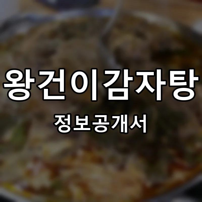 왕건이감자탕 프랜차이즈 창업 비용 정보공개서 요약