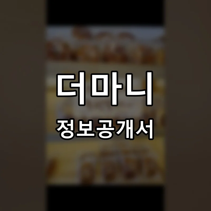더마니 프랜차이즈 창업 비용 정보공개서 요약