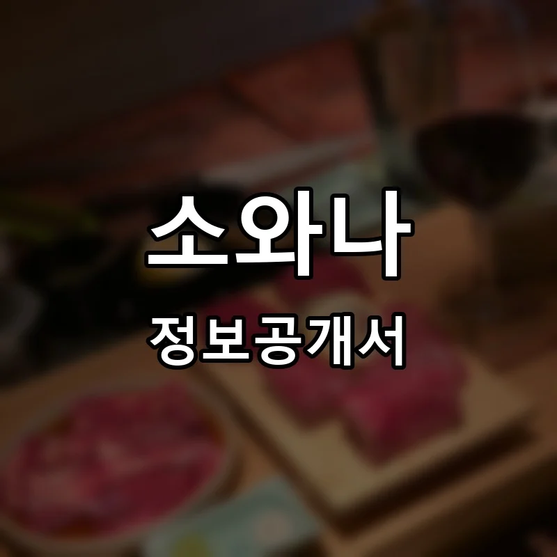 소와나(SOWANA) 프랜차이즈 창업 비용 정보공개서 요약