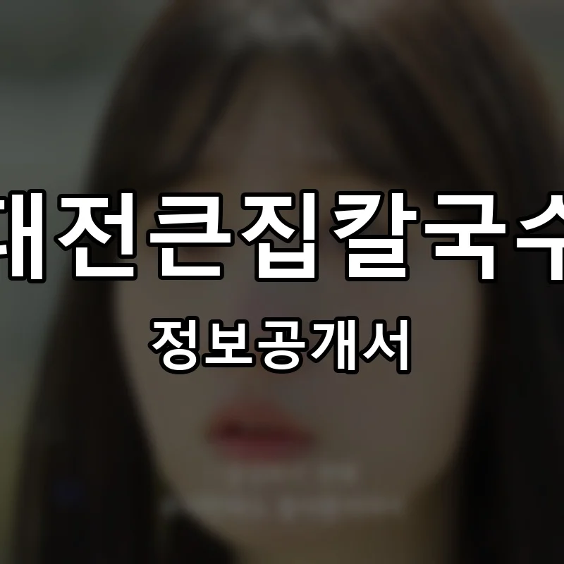 대전큰집칼국수 프랜차이즈 창업 비용 정보공개서 요약