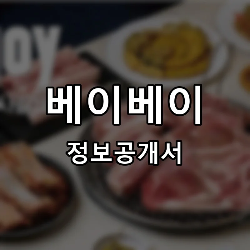 베이베이 프랜차이즈 창업 비용 정보공개서 요약