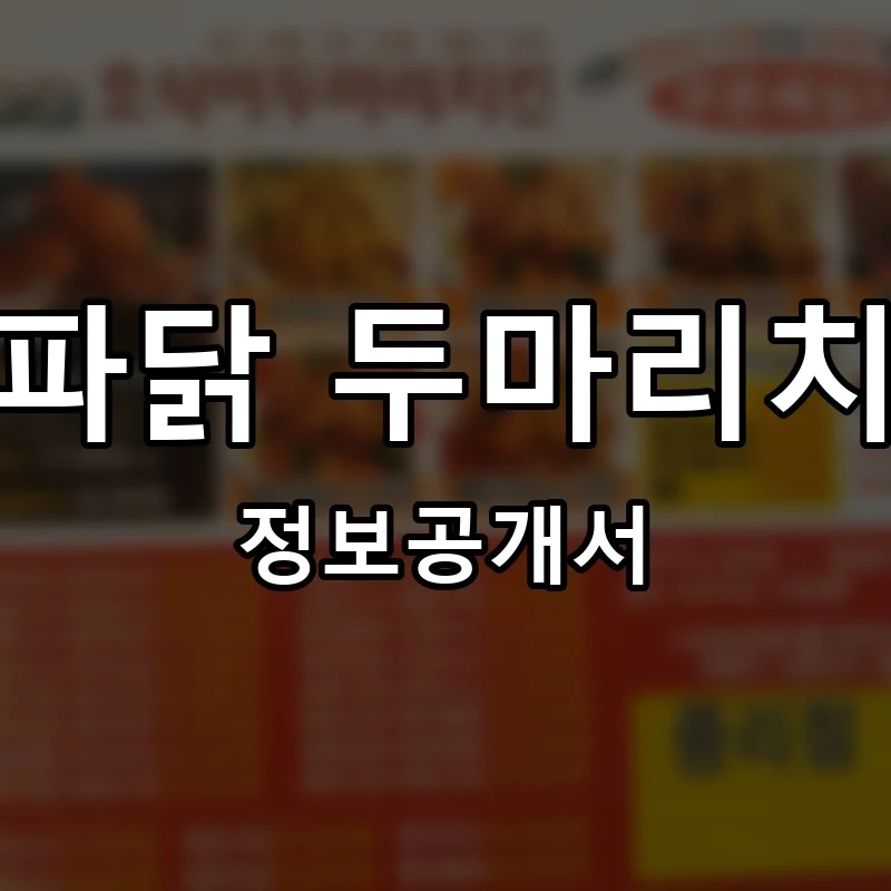 썬파닭 두마리치킨 프랜차이즈 창업 비용 정보공개서 요약