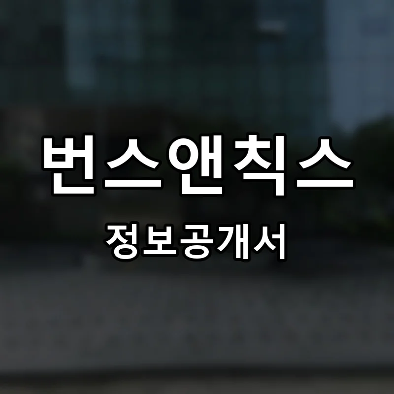 번스앤칙스 프랜차이즈 창업 비용 정보공개서 요약