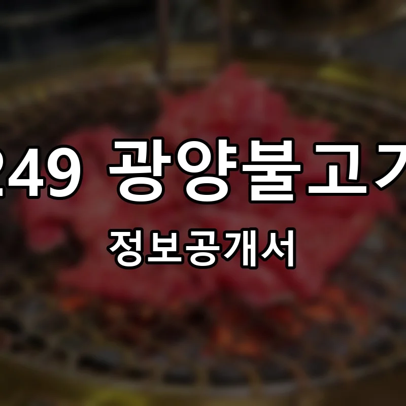 249 광양불고기 창업 프랜차이즈 정보공개서 요약 2025.09.11