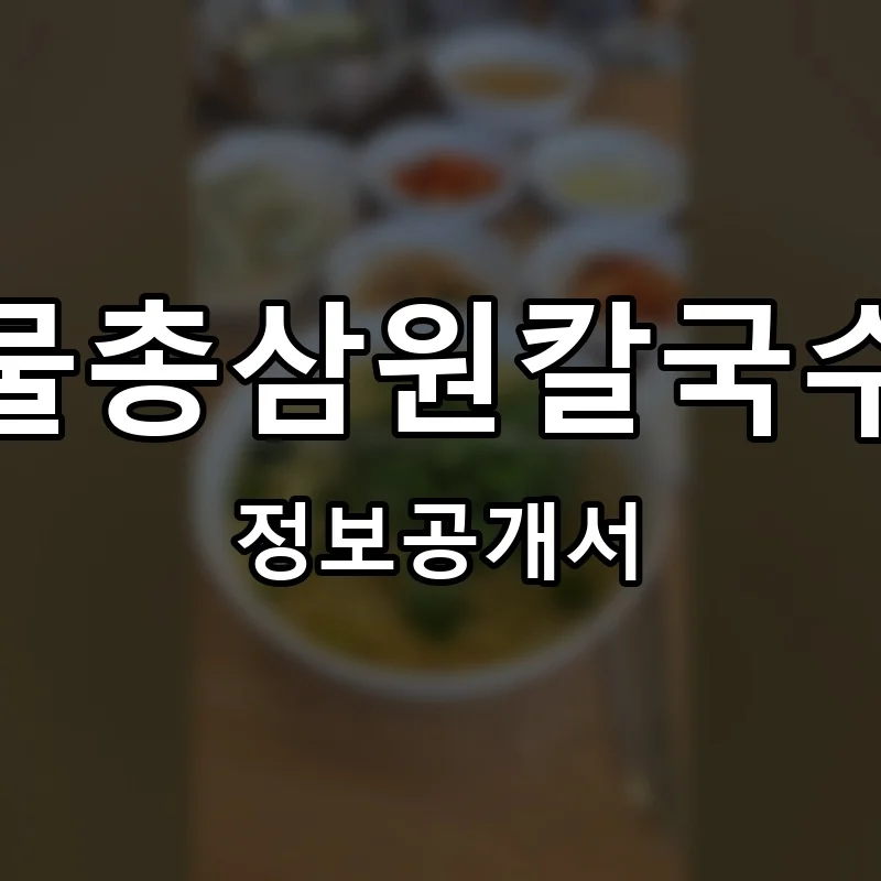 물총삼원칼국수 프랜차이즈 창업 비용 정보공개서 요약