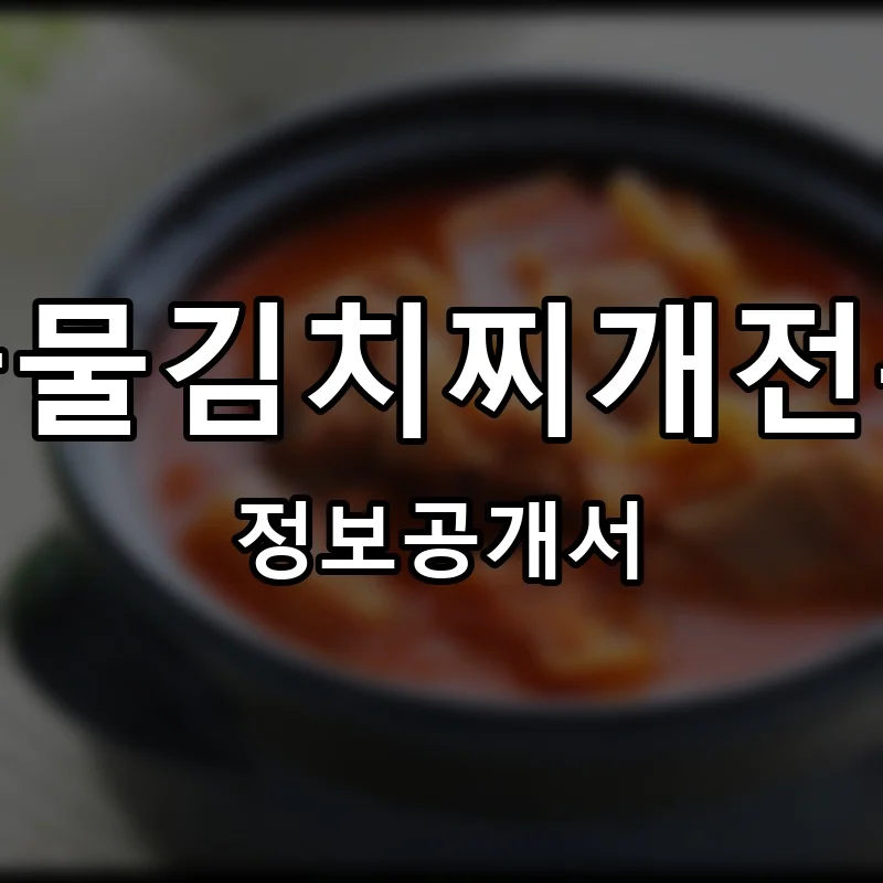찐궁물김치찌개전문점 프랜차이즈 창업 비용 정보공개서 요약