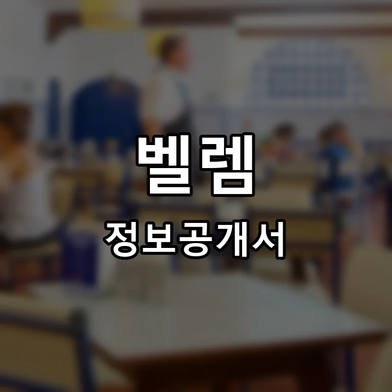 벨렘 프랜차이즈 창업 비용 정보공개서 요약