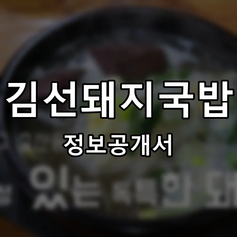 김선돼지국밥 프랜차이즈 창업 비용 정보공개서 요약