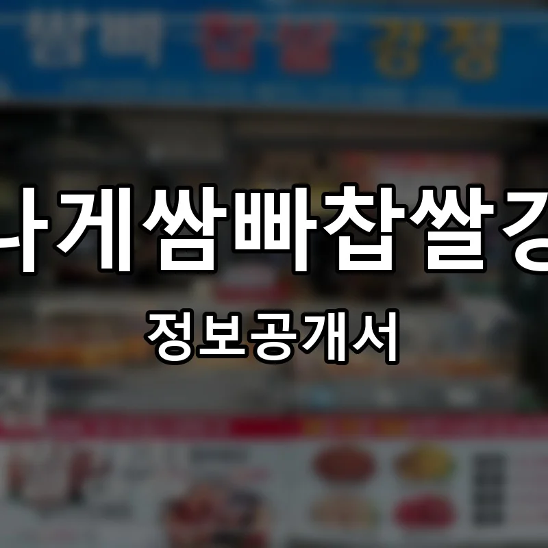 신나게쌈빠찹쌀강정 프랜차이즈 창업 비용 정보공개서 요약