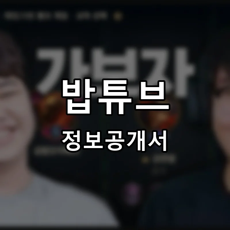 밥튜브 프랜차이즈 창업 비용 정보공개서 요약