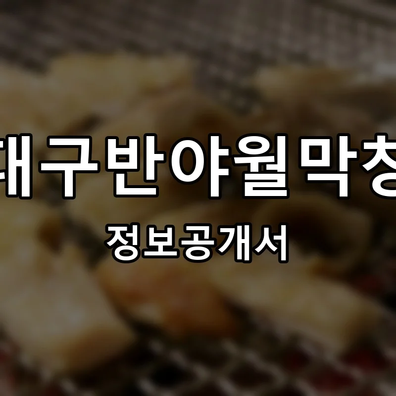 대구반야월막창 프랜차이즈 정보공개서 요약 2025.10.22