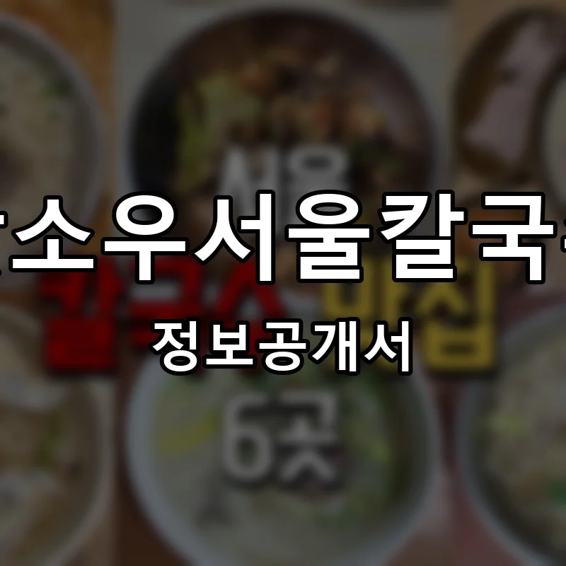 맛소우서울칼국수 프랜차이즈 창업 비용 정보공개서 요약