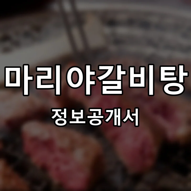 마리야 프랜차이즈 창업 비용 정보공개서 요약