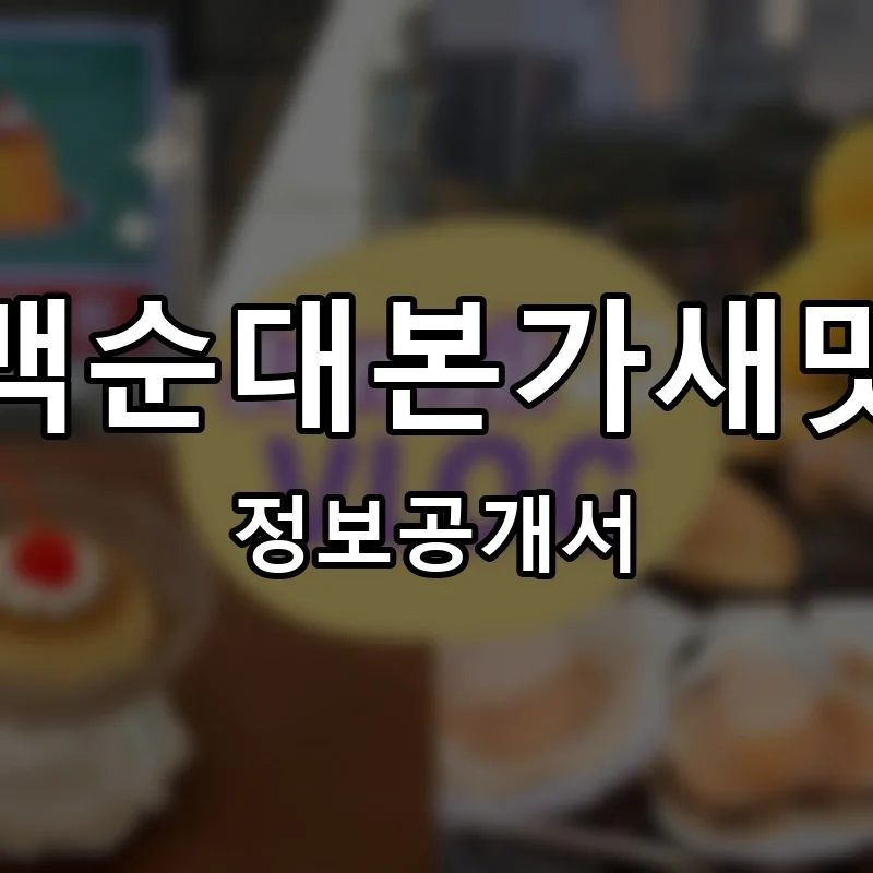 백순대본가새맛 프랜차이즈 창업 비용 정보공개서 요약