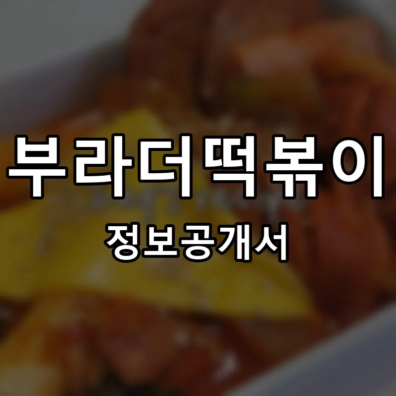 부라더떡볶이 프랜차이즈 창업 비용 정보공개서 요약