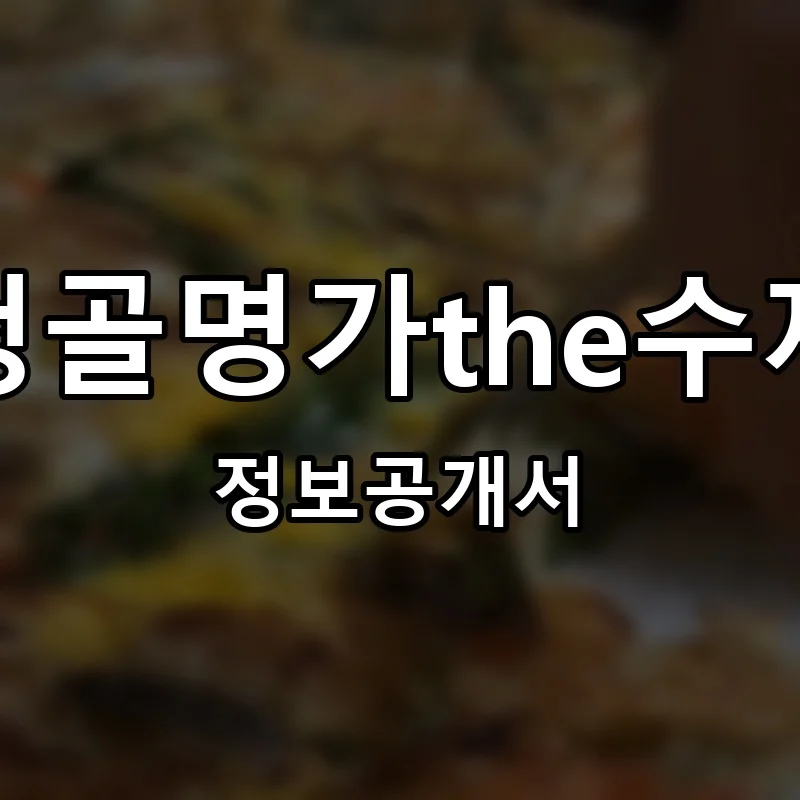 삼청골명가the수제비 프랜차이즈 창업 비용 정보공개서 요약
