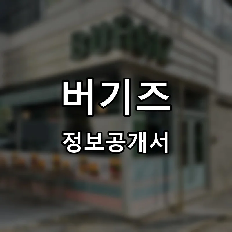 버기즈 프랜차이즈 창업 비용 정보공개서 요약