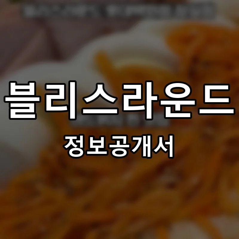 블리스라운드 프랜차이즈 창업 비용 정보공개서 요약