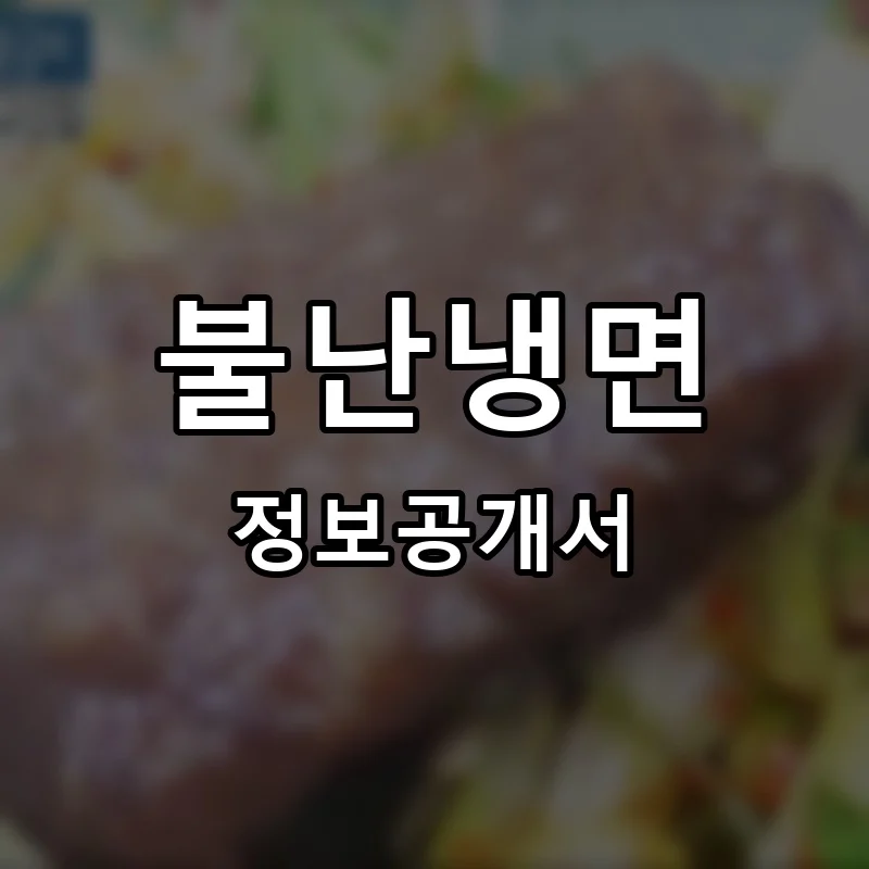 불난냉면 프랜차이즈 창업 비용 정보공개서 요약