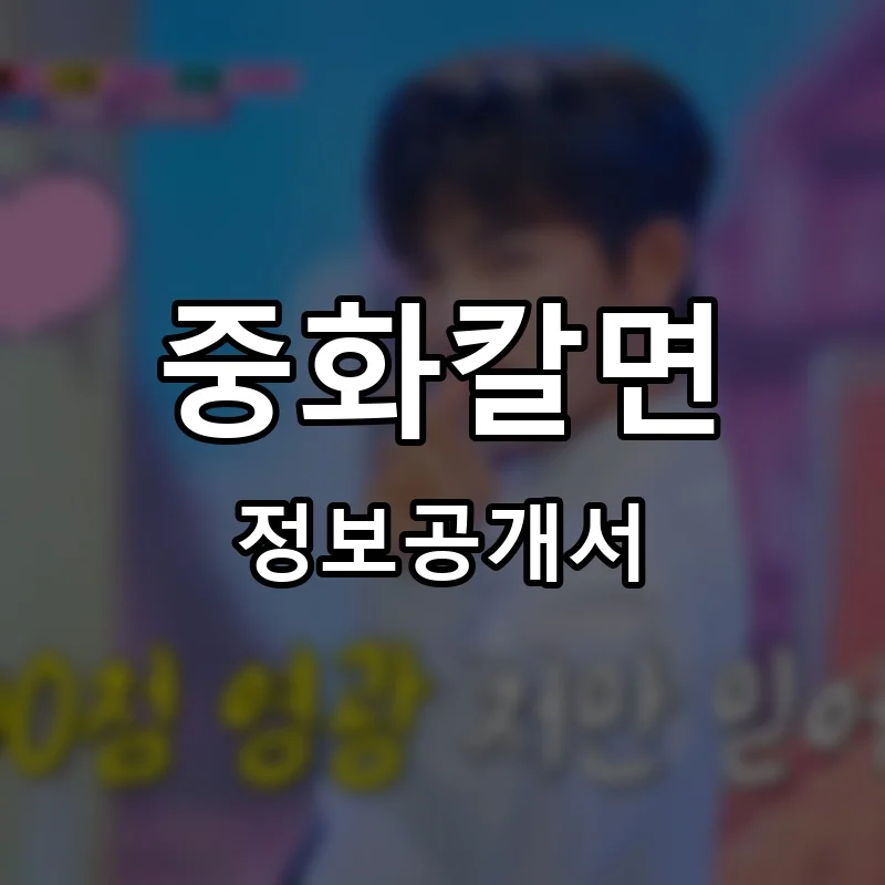 중화칼면 프랜차이즈 정보공개서