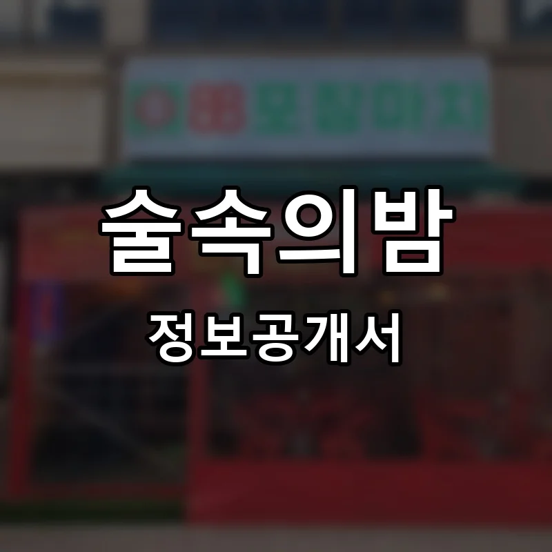 술속의밤 프랜차이즈 창업 비용 정보공개서 요약
