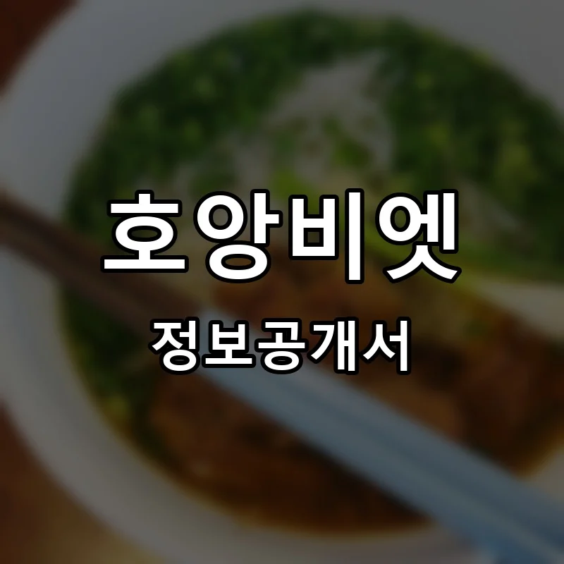 호앙비엣 프랜차이즈 창업 비용 정보공개서 요약
