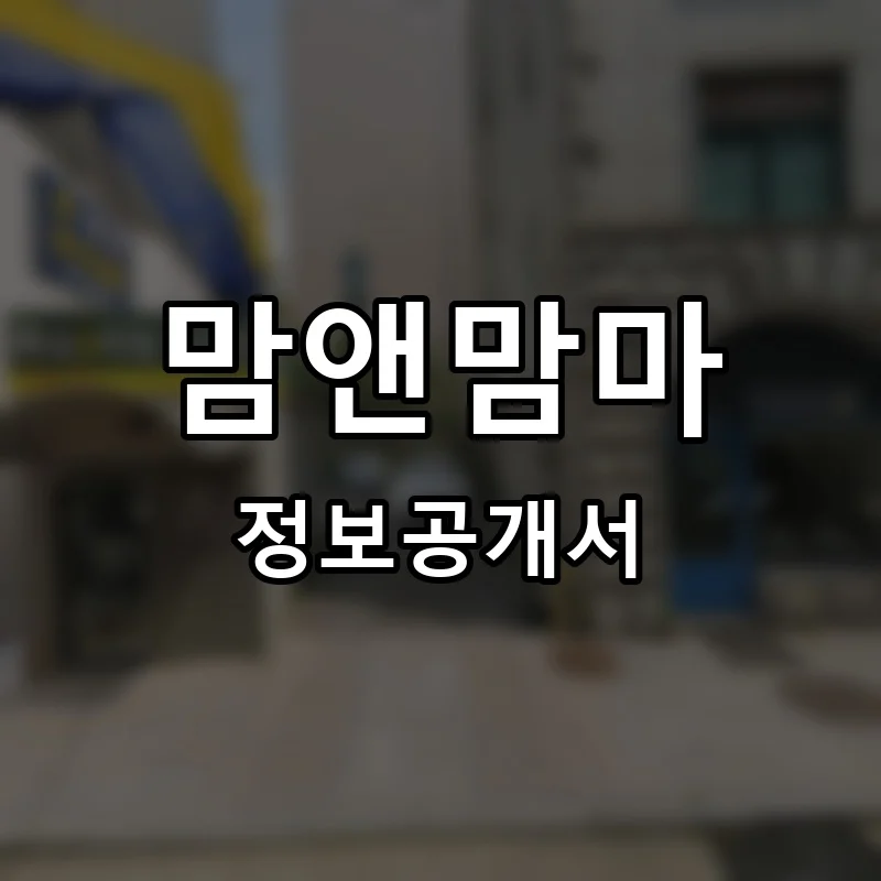 맘앤맘마 프랜차이즈 정보공개서 요약 2026.04.16