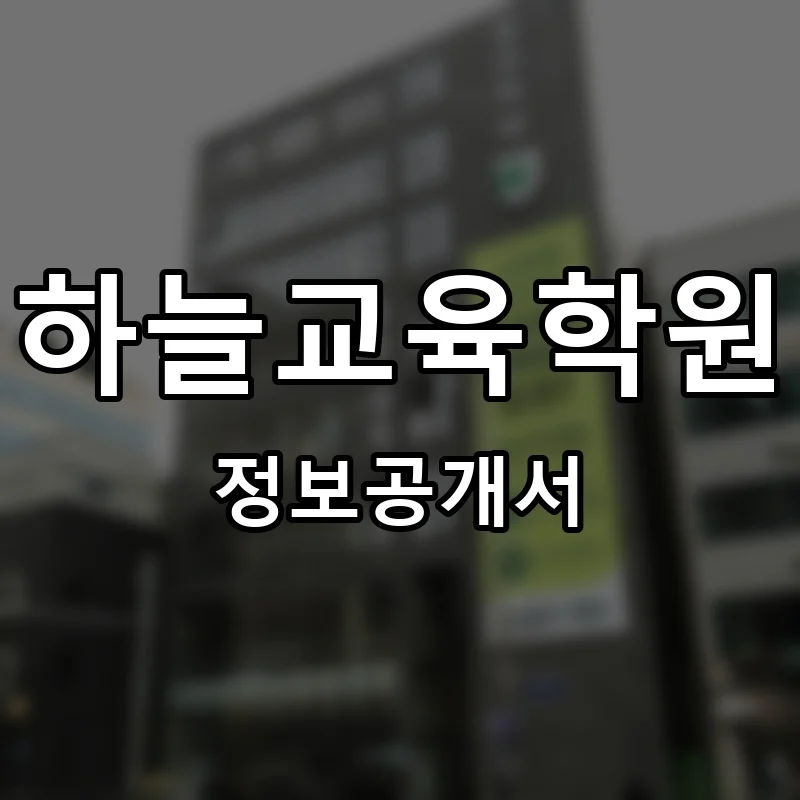 하늘교육학원 프랜차이즈 정보공개서