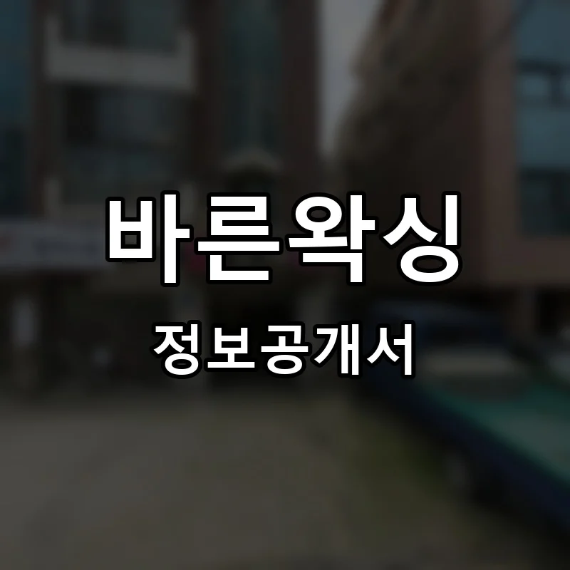 바른왁싱 프랜차이즈 창업 비용 정보공개서 요약