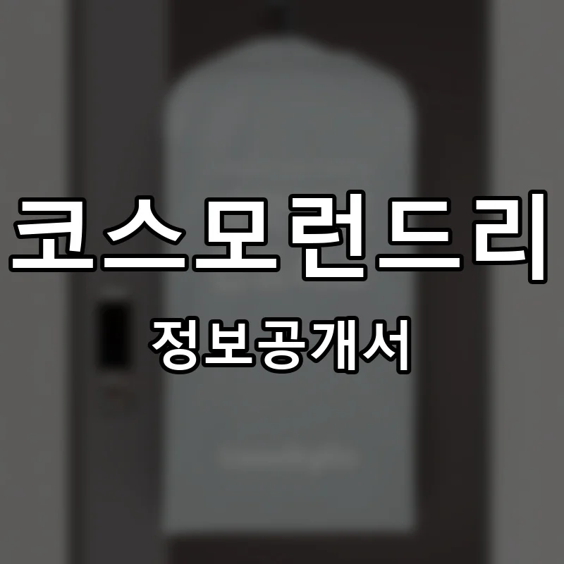 코스모런드리 프랜차이즈 창업 비용 정보공개서 요약