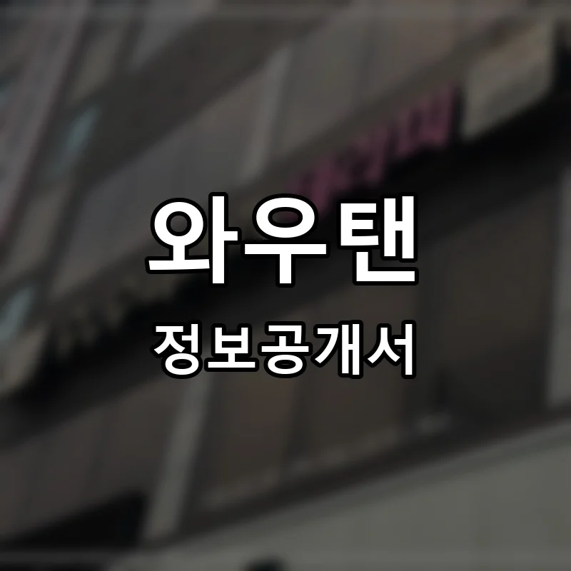 와우탠 프랜차이즈 창업 비용 정보공개서 요약