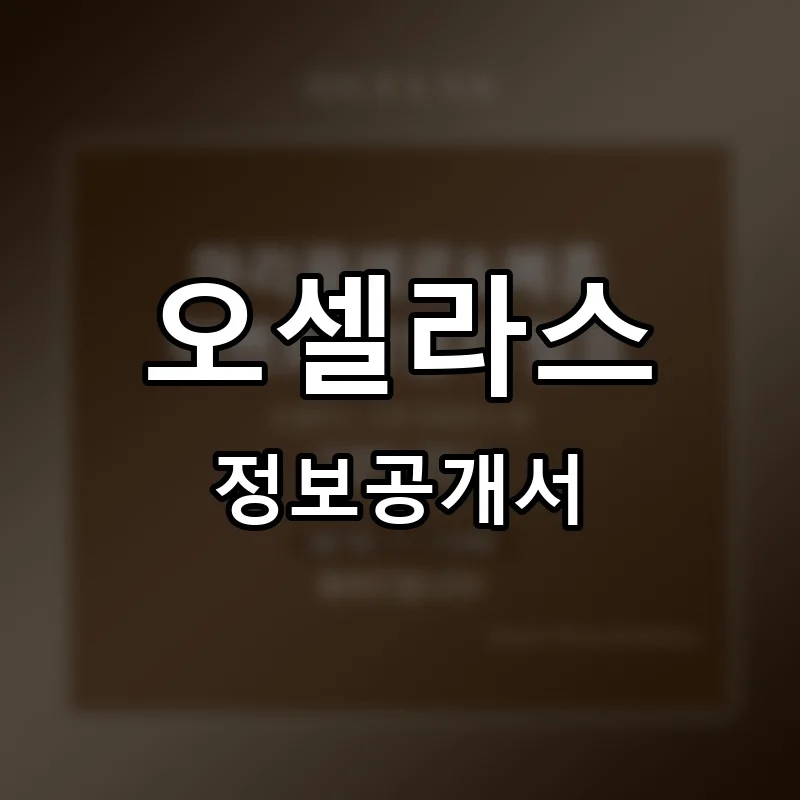 오셀라스(OCELAS) 프랜차이즈 창업 비용 정보공개서 요약