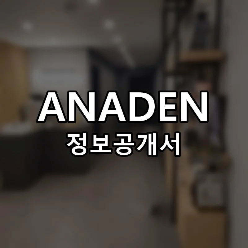 아나덴 창업 ANADEN 프랜차이즈 정보공개서 요약 2025.07.21