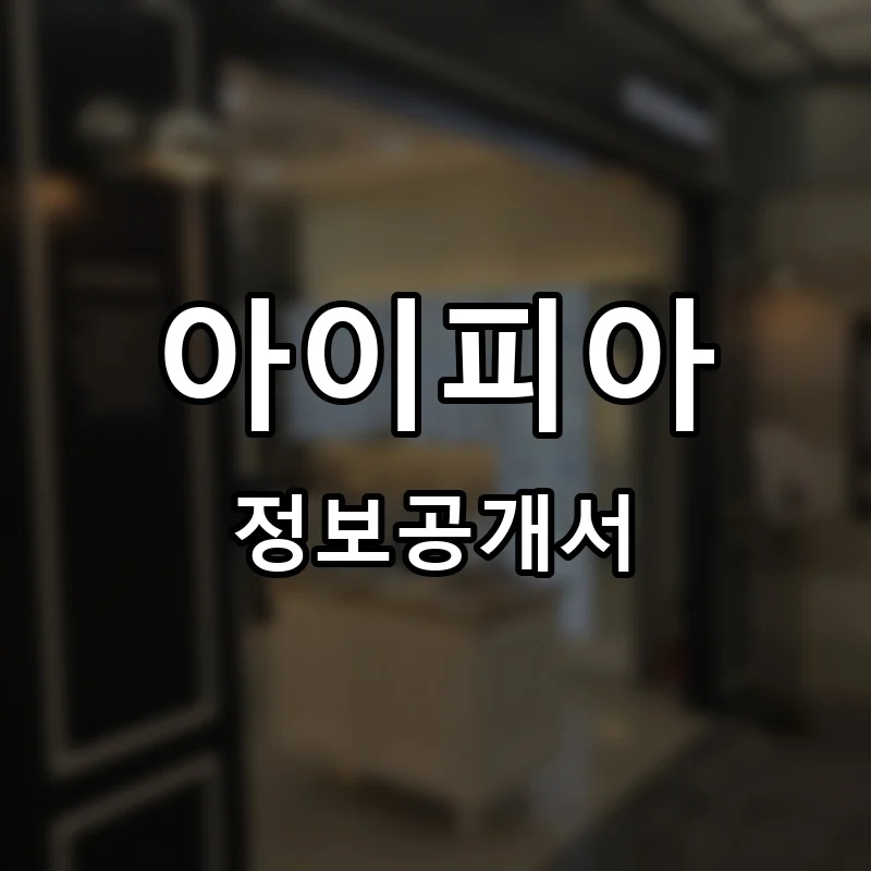 아이피아 프랜차이즈 정보공개서