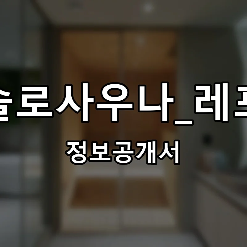 솔로사우나_레포 프랜차이즈 창업 비용 정보공개서 요약