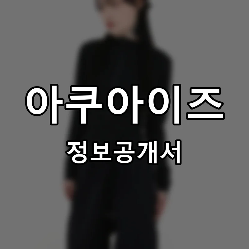 아쿠아이즈 (AQUEYES) 프랜차이즈 창업 비용 정보공개서 요약