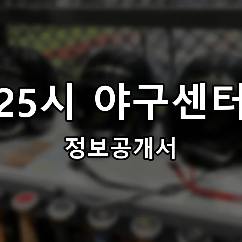 25시 야구센터 창업 프랜차이즈 정보공개서 요약 2025.09.03