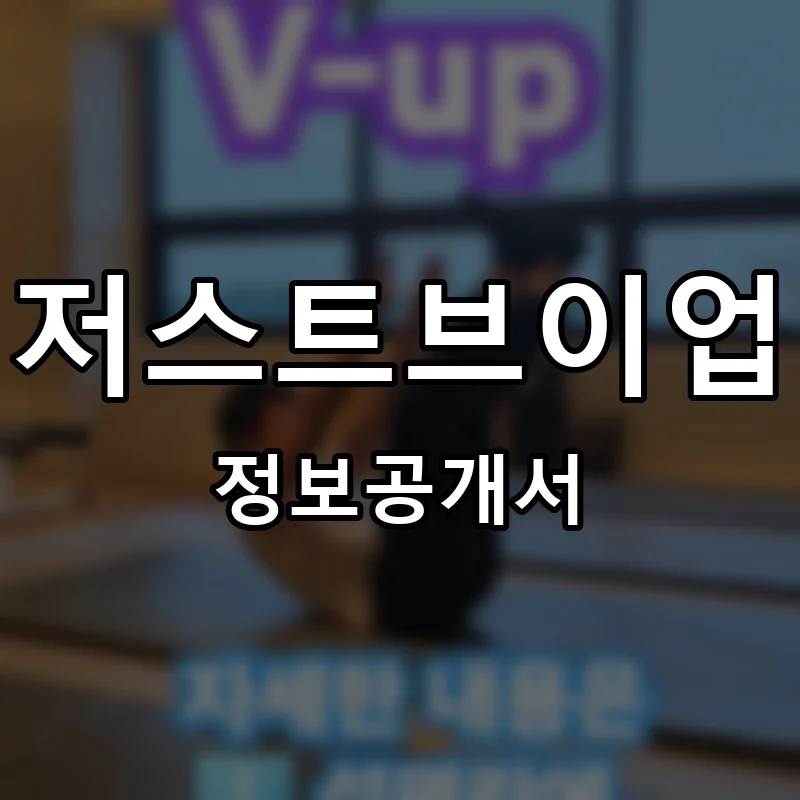 저스트브이업 프랜차이즈 창업 비용 정보공개서 요약