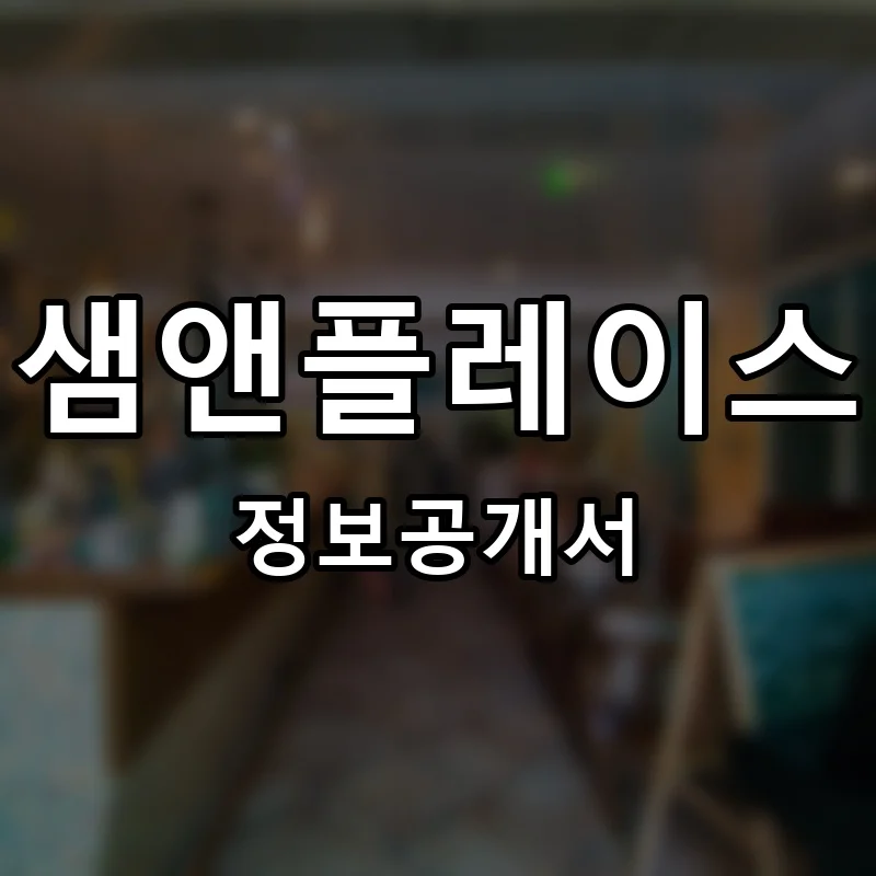 샘앤플레이스(Sam&Place) 프랜차이즈 창업 비용 정보공개서 요약