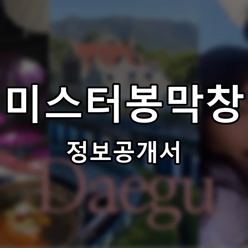 미스터봉막창 프랜차이즈 창업 비용 정보공개서 요약