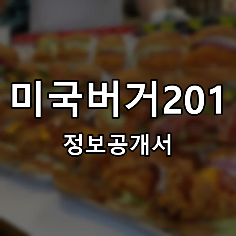 미국버거201 프랜차이즈 정보공개서