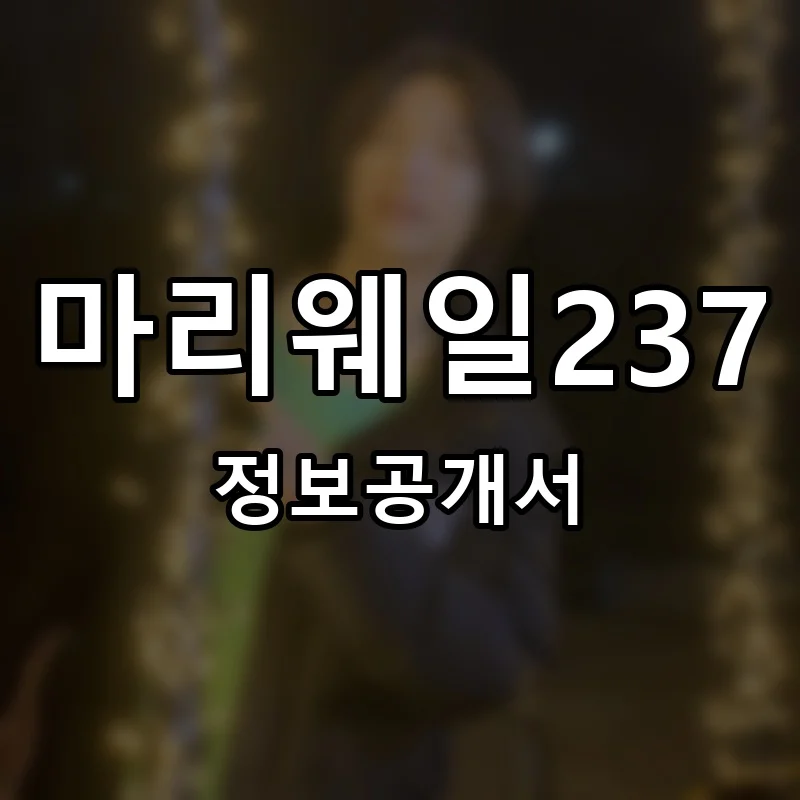 마리웨일237 프랜차이즈 창업 비용 정보공개서 요약