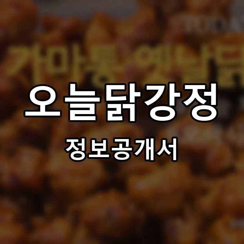 오늘닭강정 프랜차이즈 창업 비용 정보공개서 요약