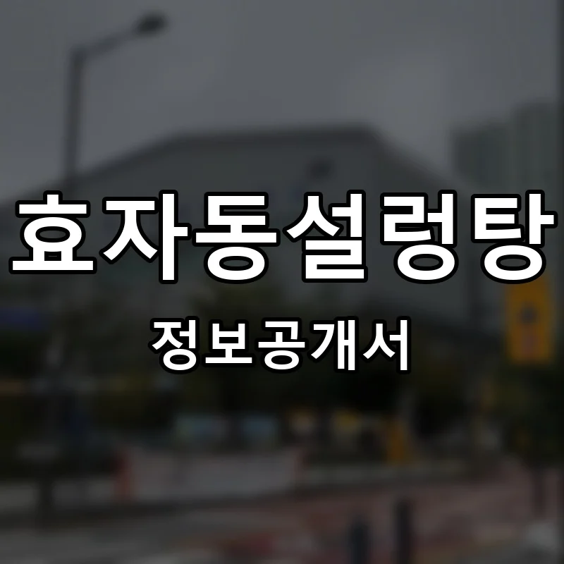 효자동설렁탕 프랜차이즈 정보공개서