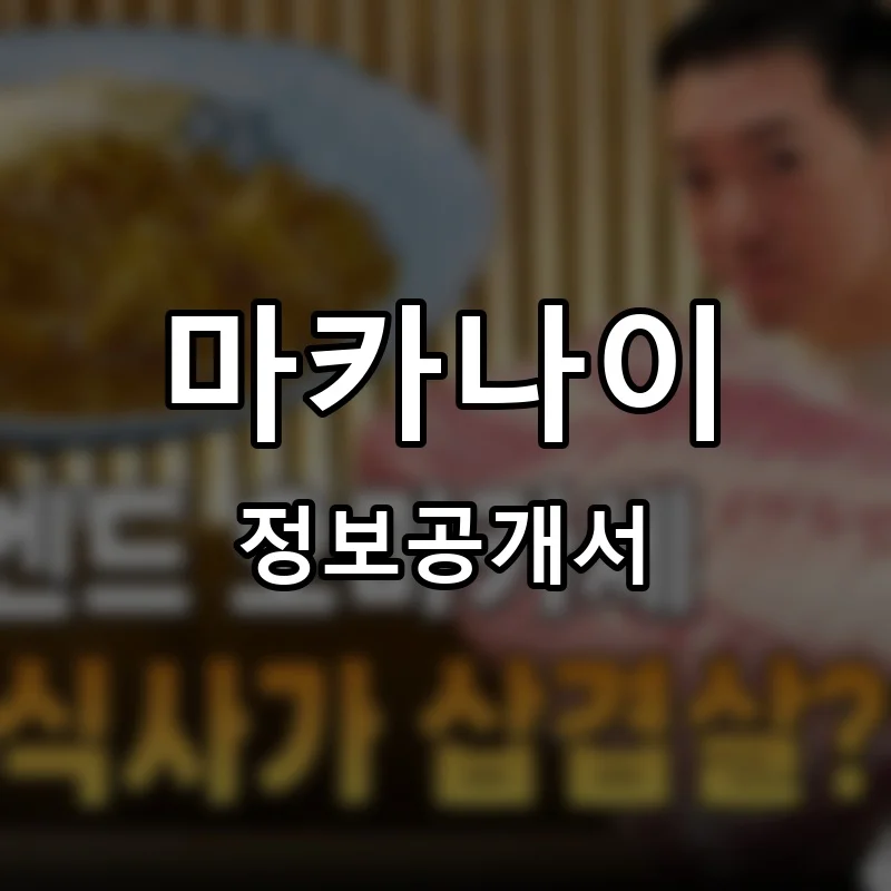 마카나이 프랜차이즈 창업 비용 정보공개서 요약