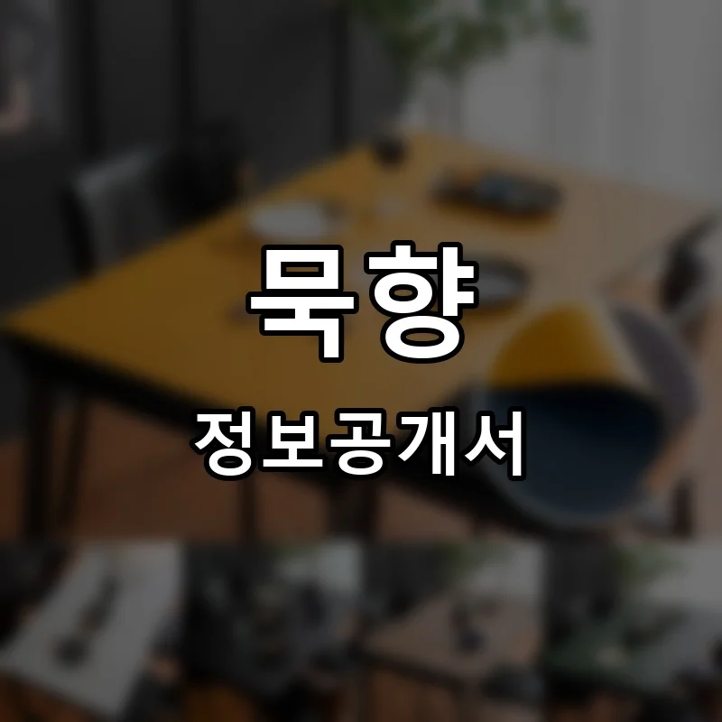 묵향 프랜차이즈 창업 비용 정보공개서 요약