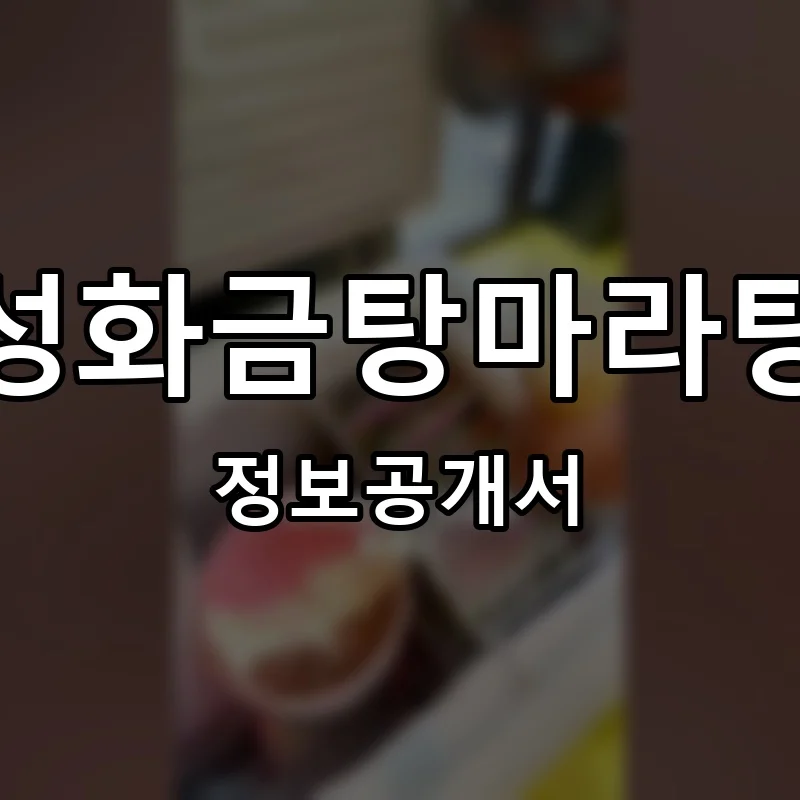 성화금탕마라탕 프랜차이즈 창업 비용 정보공개서 요약