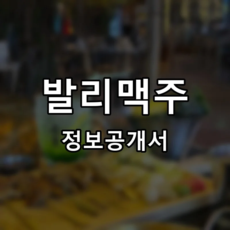 발리맥주 프랜차이즈 창업 비용 정보공개서 요약